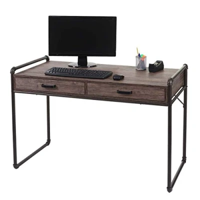 Abbildung von Mendler Schreibtisch HWC F58, Bürotisch Computertisch, Industriedesign 75x120x60cm 3D Struktur braun Wildeiche Optik