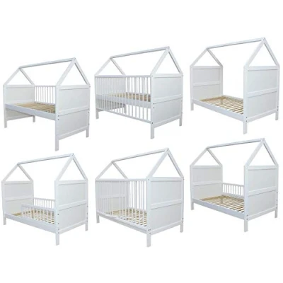 Abbildung von Micoland Hausbett Babybett Kinderbett Juniorbett Bett Haus 140x70cm weiß 0 bis 6 Jahre