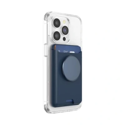 Abbildung von PopSockets: PopWallet für MagSafe Mit Griff Inklusive Adapterring Schlanker, repositionierbarer Kartenhalter Smartphones und Hüllen SoftGoods Navy Blue