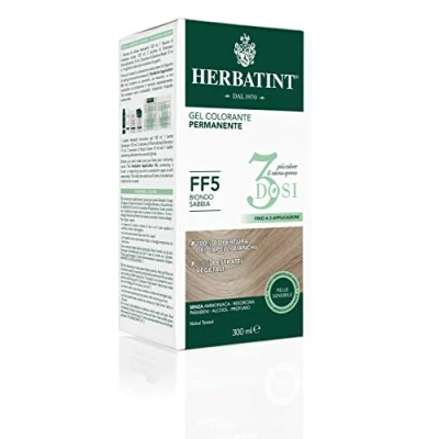 Abbildung von Herbatint Permanentes Farbgel 3 Dosen, 300 ml Dosen FF5 Sandblond, ohne Ammoniak, für empfindliche Haut, 100% Abdeckung weißes Haar, mit 8 natürlichen Bio Extrakten