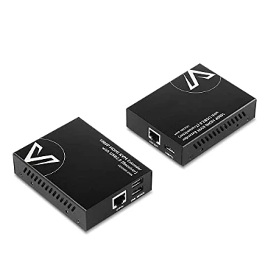 Abbildung von AV Access USB HDMI KVM Extender, 1080P@60Hz bis 80m/260ft über Cat5e/6, 2 USB2.0 Ports für Computer, Kein Signalverlust oder Latenz, Plug &amp; Play, mit PoE und Adaptivem EQ