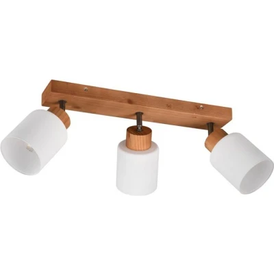 Abbildung von TRIO Leuchten Deckenstrahler Assam, ohne Leuchtmittel, warmweiß kaltweiß, Spot 3 flg. Naturholz, exkl 3xE14 max 25W, Glasschirm weiß schwenkbar