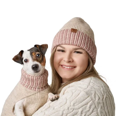 Abbildung von Hundepullover Odense 50 mit Mütze (Set), creme/rosa Creme / Rosa