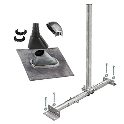Abbildung von Premium X Basic X100 48F Dachsparrenhalter Satellitenschüssel Montage Set Sparrenhalter feuerverzinkt Blei Dachziegel Tülle schwarz SAT Mastkappe