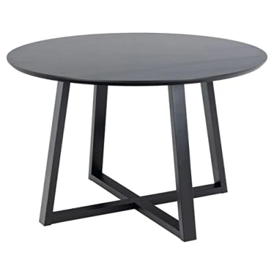 Abbildung von AC Design Furniture Malene Runder Esstisch für 4 Personen, Ø: 120 x H: 75 cm, Esszimmertisch mit Eichenfurnier und Gekreuztem Gestell in Schwarz, Esszimmermöbel Ganz Schwarz