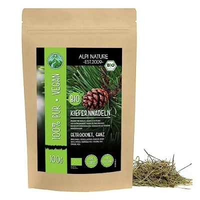 Abbildung von Bio Kiefernnadeln ganz (100g), aus Wildsammlung, ganze Kiefernnadeln, Kiefernadeltee 100% schonend getrocknet, Kiefernnadeltee natürlich