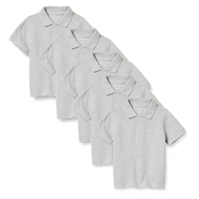 Abbildung von Amazon Essentials Jungen Kurzärmlige Piqué Poloshirts, 5er Pack, Grau Meliert, 10 Jahre