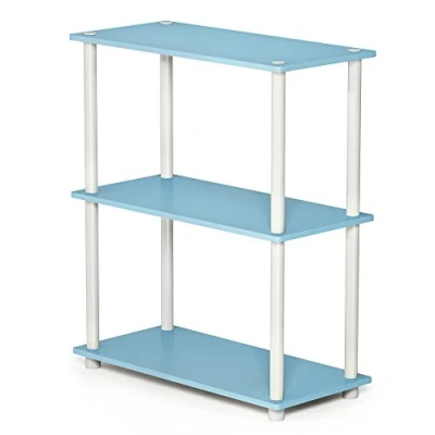 Abbildung von Furinno kompaktes Mehrzweck Regal mit 3 Ebenen, holz, Hellblau/Weiß, 28.96 x 59.94 75.18 cm