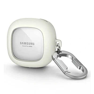 Abbildung von SURITCH Transparent hülle Kompatibel mit Samsung Galaxy Buds 2/Buds Live/Buds 2 Pro/Buds FE Stoßfest Schutzhülle Schlüsselbund für weiß