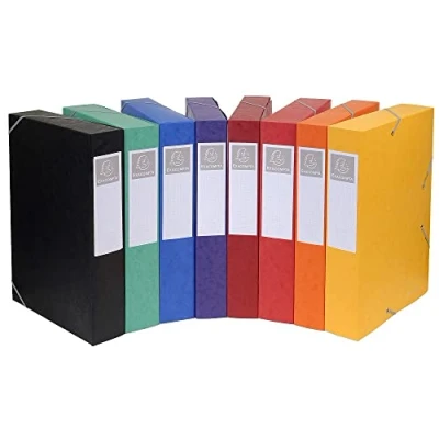 Abbildung von Exacompta 16000H Premium Sammelbox mit Gummizug 60 mm aus extra starkem Colorspan Karton Rückenschild für DIN A4 Archivbox Heftbox Dokumentenbox Zeichenbox Sammelmappe 1 Stück Zufallsfarbe