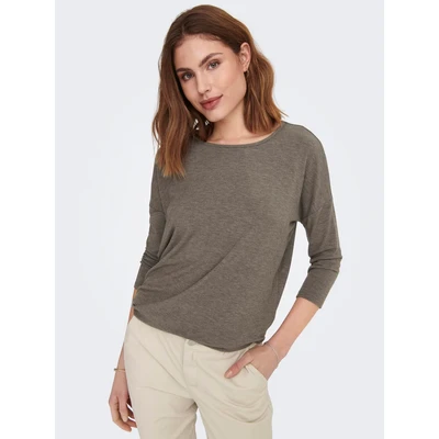 Abbildung von ONLY Glamour 3/4 JRS NOOS Langarmshirt, Damen, Größe: XL, Dark brown, evergreen