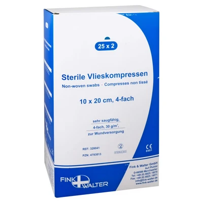Abbildung von Vlieskompressen 10x20 cm steril 4fach