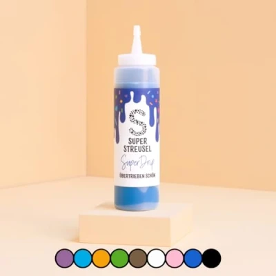Abbildung von Super Drip Dunkel Blau Kuchenglasur Cake Melts Schokolade 300g Glasur für Kuchen Kekse Plätzchen Eis Muffin Torten uvm. Flasche Icing Dekoration