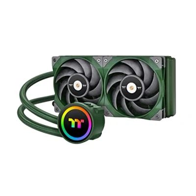 Abbildung von Thermaltake TOUGHLIQUID 240 ARGB Sync All In One Liquid Racing Green Wasserkühlung 5V adressierbar leise 120 mm PWM Lüfter für Intel und AMD Sockel LGA 1700 grün