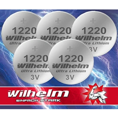 Abbildung von 5X CR1220 CR 1220 WILHELM Lithium Knopfzelle 3V 40mAh ø12x2,0mm Batterie DL1220