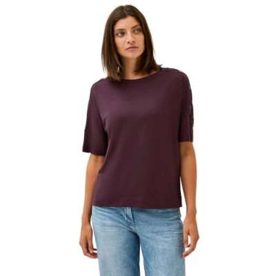 Abbildung von CECIL Damen 3227044 T Shirt mit Knopfdetail, Mulberry red, M