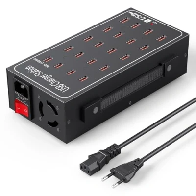 Abbildung von USB Ladegerät, 20 Port Desktop Ladestation,100W Multi Funktions Smart in 1 Ladehub,geeignet für Samsung/iPhone/Google Pixel/Xiaomi/OPPO/iPad/Tablets und andere Elektronik