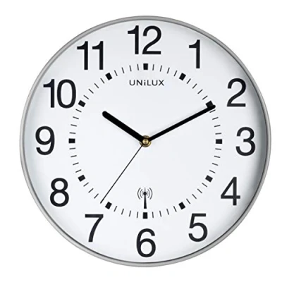 Abbildung von Unilux Funk Wanduhr Maxi Wave, 30cm, silbergrau