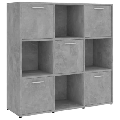 Abbildung von vidaXL Bücherregal mit 9 Fächern Raumteiler Raumtrenner Standregal Wandregal Regal Aktenregal Büroregal Würfelregal Betongrau 90x30x90cm Holzwerkstoff