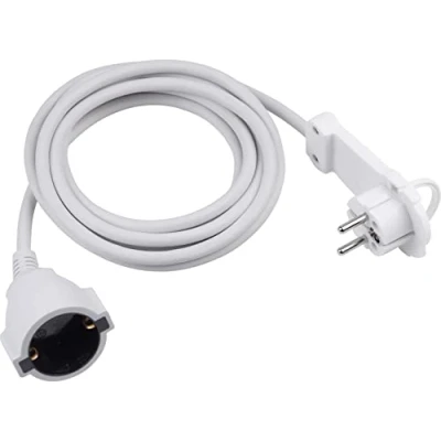 Abbildung von Meister Schutzkontakt Verlängerung Extraflacher Stecker 3 m Kabel weiß IP20 Innenbereich / Kupplung mit Berührungsschutz Schuko Flachstecker Stromkabel 7432360