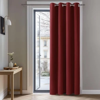 Abbildung von Deconovo Vorhang Blickdicht Ösen Gardinen Kinderzimmer Thermogardine Dicke Kälteschutz Warm Hitzeschutz, 214x132 cm(HöhexBreite), Rot, 1 Stück