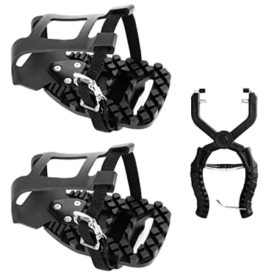 Abbildung von Venzo kompatibel mit Peloton Fahrrad und + Pedal Zehenclips Käfig kreativem Entfernungswerkzeug Set Indoor Heimtrainer, Fahrradpedal Adapter Look Delta Pedalen