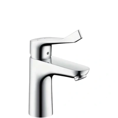 Abbildung von hansgrohe Waschtischarmatur &quot;Focus&quot;, 10cm, mit extra langem Comfortgriff 12,1cm und Zugstangen Ablauf