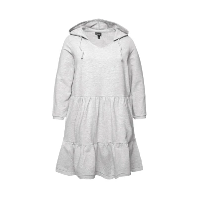 Abbildung von Ulla Popken Tiered Freizeitkleid, Damen, Größe: 50/52, Light gray melange