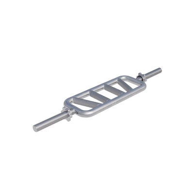 Abbildung von GORILLA SPORTS® Trizepstrainer Ø 30mm, bis 200 kg Belastbar, Rahmenhantel mit 2 Sternverschlüsse, aus Chrom Trizeps Hantelstange, Trizepsstange, Bizeps Stange