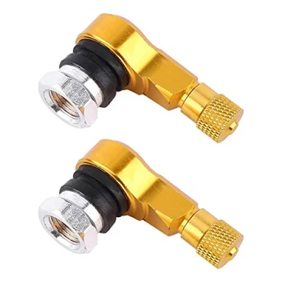 Abbildung von 2 Stücke Winkelventil, 11,3mm 90 Grad Auto Motorrad Reifen Winkelventil Winkel Rad Reifenschaft Gebogenes Ventil für Standard Tubeless Räder(Gold)