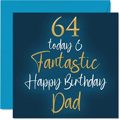Abbildung von Fantastische Geburtstagskarte zum 64. Geburtstag für Papa 64 Today &amp; Fantastic Card for Dad from Son Daughter, Father Birthday Gifts, 145 mm x Grußkarten Geschenk