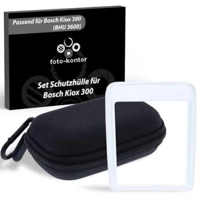 Abbildung von foto kontor Schutzhüllen Set für Bosch Kiox 300 E Bike Bordcomputer mit Tragetasche Schutz vor Kratzer Stoß Staub Transparent Hülle Hardcase inkl. Karabiner