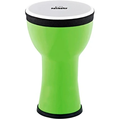 Abbildung von Nino Percussion Elements Mini Djembe Kleines Musikinstrument für Kinder ab 3 Jahren Durchmesser 6 Zoll Kunststoff, Grün (NINO EMDJ GA)