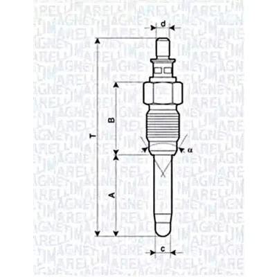 Abbildung von MAGNETI MARELLI 062900059304 Glühkerze 11V 10A M12X1,25 RENAULT: Megane Scenic
