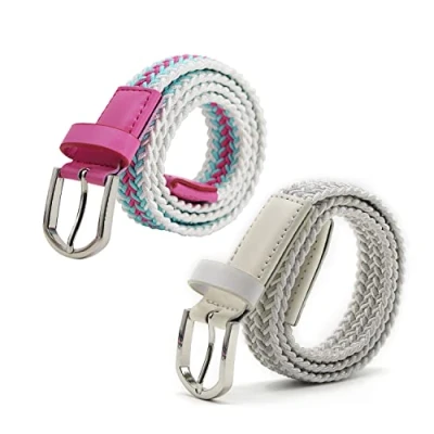Abbildung von AnJuHoPa Kinder Gürtel Elastik stretch für Jungen Mädchen,Mehrfarbiger stoffgürtel Damen 2,5 cm breite 80 länge mit Metallschnalle