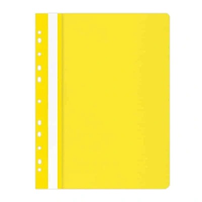 Abbildung von OFFICE PRODUCTS 21104121 06 Plastik Schnellhefter Gelocht, A4 Gelb, Sichthefter Kunststoff aus PP Folie 100/170 μm, mit transparentem Deckel, für Büro und Schule, Fassungsvermögen ca. 250 Blatt