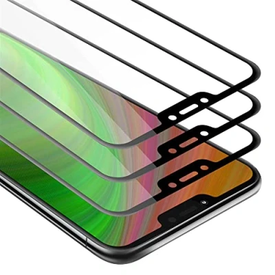 Abbildung von Cadorabo 3x Vollbild Panzer Folie kompatibel mit Motorola MOTO G7 POWER Schutzfolie in TRANSPARENT SCHWARZ 3er Pack Gehärtetes (Tempered) Display Schutzglas 9H Härte 3D Touch