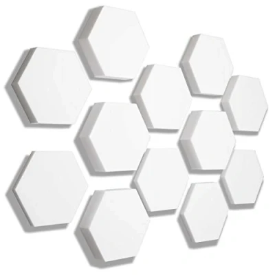 Abbildung von platino24 3D Absorber aus Basotect B WEISS, 12x Akustik Schallabsorption Breitbandabsorber Set #06, zur Verbesserung der Raumakustik