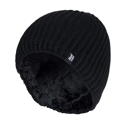 Abbildung von HEAT HOLDERS Herren Outdoor Winter Warm Beanie Strick Mütze mit Gefüttert (One Size, Black (Halden))