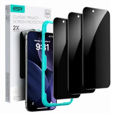 Abbildung von ESR für iPhone 14/iPhone 13/iPhone 13 Pro Panzerglas Display Sichtschutz, Anti Spy Displayschutz aus gehärtetem Glas, mikrogekrümmte Kanten, hüllenfreundlich, 3 Stück