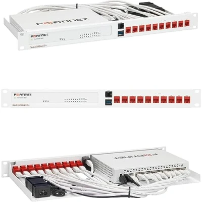 Abbildung von 19 Zoll Rack Mount für Fortinet Firewall Appliance 1U Server Shelf mit Easy Access Front Netzwerkanschlüsse, Ordnungsgemäß Entlüftet, RM FR T10 von Rackmount.IT