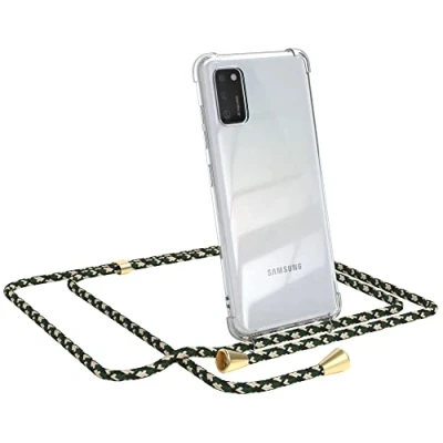 Abbildung von EAZY CASE Handykette kompatibel mit Samsung Galaxy A41 Handyhülle Umhängeband, Handykordel Schutzhülle, Silikonhülle, Hülle Band, Stylische Kette für Smartphone, Grün Camouflage