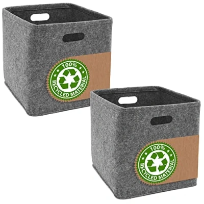 Abbildung von DuneDesign Aufbewahrungsbox 2er Set Filz 33x33x33cm Regal Box, Bücherregal Einsatz Box Spielzeug