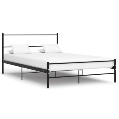Abbildung von vidaXL Bettgestell Bett Metallbett Schlafzimmerbett Doppelbett Bettrahmen Schlafzimmermöbel Ehebett Lattenrost Schwarz Metall 140x200cm