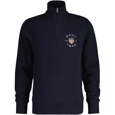 Abbildung von GANT Print HALF ZIP Sweatshirt, Herren, Größe: Small, Evening blue