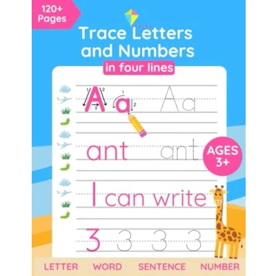 Abbildung von Trace Letters and Numbers in Four Lines: Alphabet Handwriting Practice Workbook for Kids