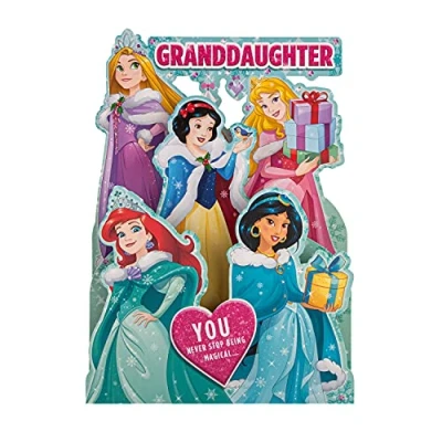 Abbildung von Hallmark Weihnachtskarte für Enkelin Pop Up 3D Disney Princess Design