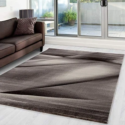 Abbildung von Designteppich Abstrakt Design, Carpettex, Läufer, Höhe: 12 mm, Modern Kurzflor Teppich Wohnzimmer Design Braun Pflegeleicht