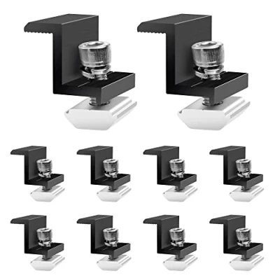 Abbildung von Solarmodul Halterung Endklemme 30mm Schwarz Solarpanel Halterung, 10 Stück Befestigung Solarmodul, Z Halter Solarhalterungen Verstellbar Klemme, für PV Photovoltaik