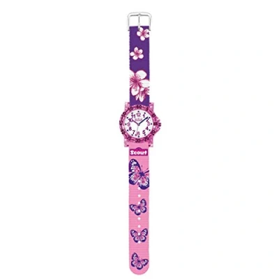 Abbildung von Scout Quarzuhr The IT Collection, 280375013, Lernuhr, Glitzer, Schmetterling und Blumenmotiv, ideal als Geschenk